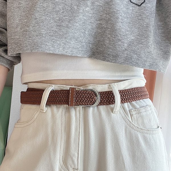 Moderne elastiske lærredsseler til mænd og kvinder, 20 farver khaki&coffee