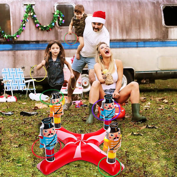 Julelek - Oppblåsbar nøtteknekker ringkastspill for barn