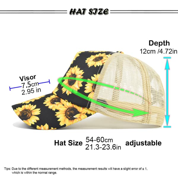 Solsikke Cross Elastisk Mesh Hat Bomuld Hestehale Baseball Cap Su