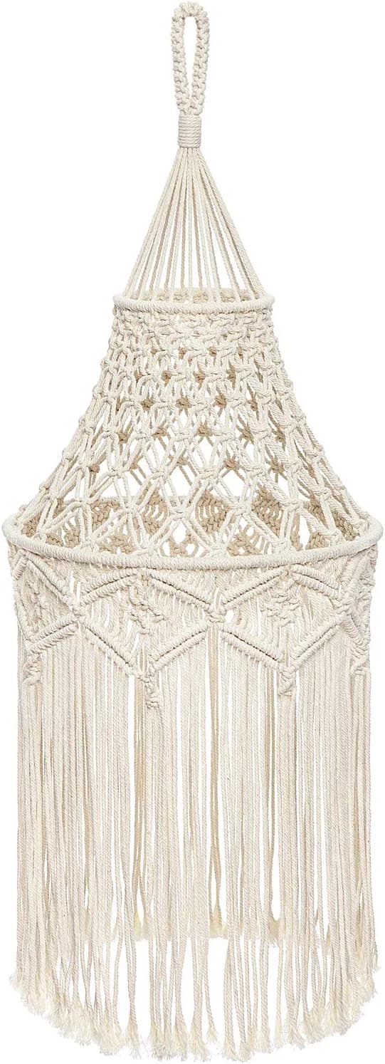 Boho Macrame Lampskärm Hängande Ljusöverdrag Modern Kontor Sovrum
