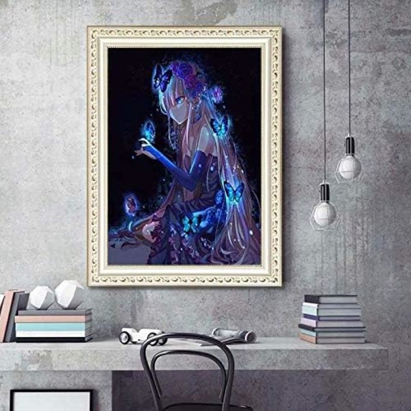 5D DIY Diamond Painting, Black Girl Animation Butterfly, Full Ro