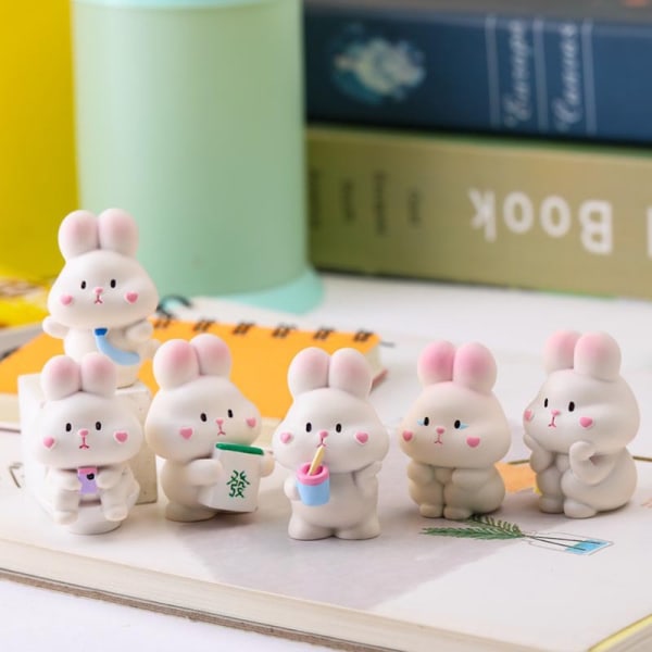 6pcs cute work rabbit stereo micro landscape accessories DIY cre