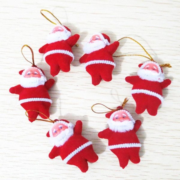 6 PCS Juledekorasjon rød mini Julenisse snømann gave Jul