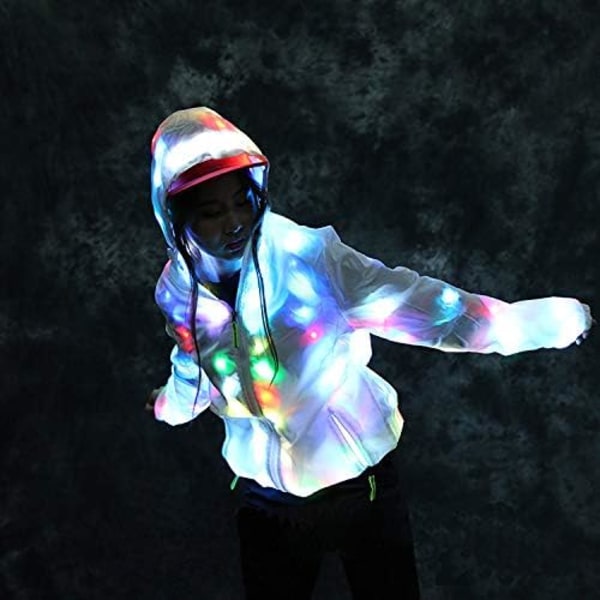 LED Flash-jakke for menn og kvinner Baseball Hoodie Sports Coat P