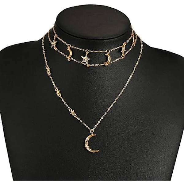 Gullmåne og stjerner halskjede for kvinner mote gull choker halskjede