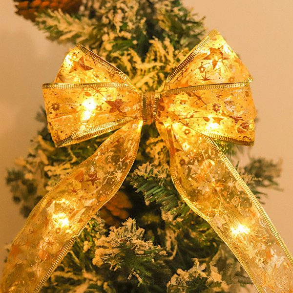 Julklappsbandsljus, 5M Ljusslinga för Julgran & 50 LED-lampor Batteridriven för Julgransdekorationer (guld) 10M