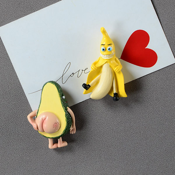 2 stk. søde frugt banan avocado køleskabsmagneter, sjove køleskabsmagneter