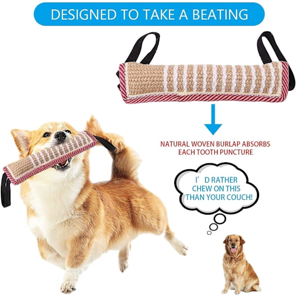 2 st Hundbit Tug Toy Hållbar Dragleksak med 2 Starka Handtag
