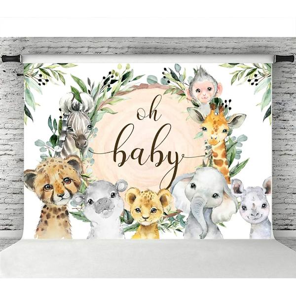 Safari-eläinten vauvakutsujen tausta Oh Baby -valokuvaustausta