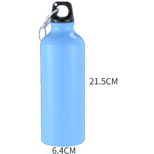 Blåfarget, 500 ml rustfritt stål flaske med karabinkrok