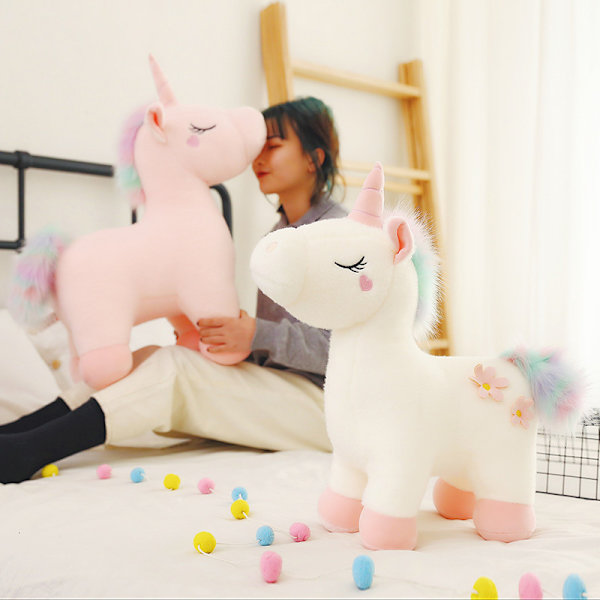 Rosa Kawaii Enhörning Plysch Leksak Mjuk Djur Häst Dockor Fo
