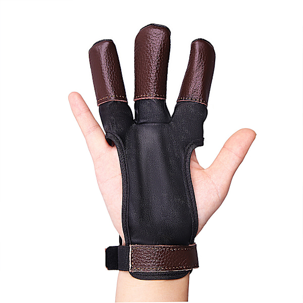 L-format läder 3-finger bågskyttehandske vänster och höger hand bågskytt