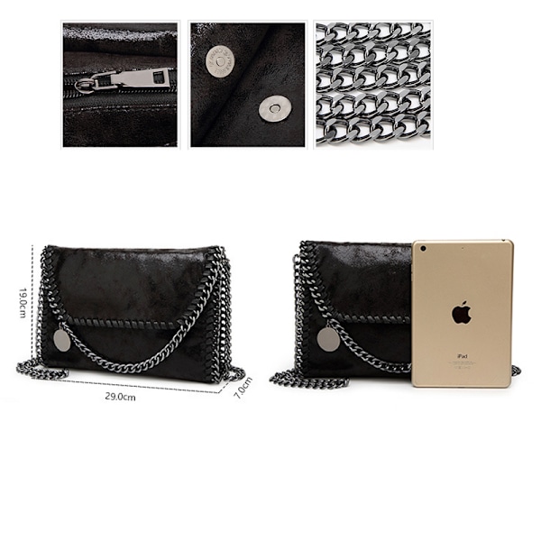 Enkel Fashion Dam Crossbody Kedja Väska PU Läder - Ljusgrå