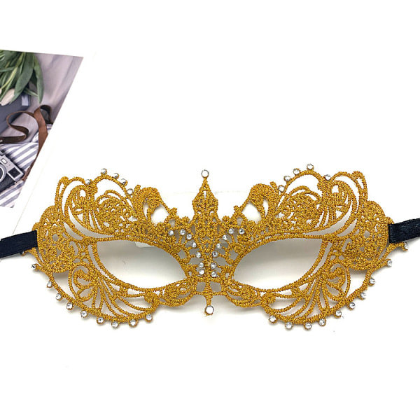 Halloween Halv Face Spets Party Mask och Sexig Party Mask (Gyllene)