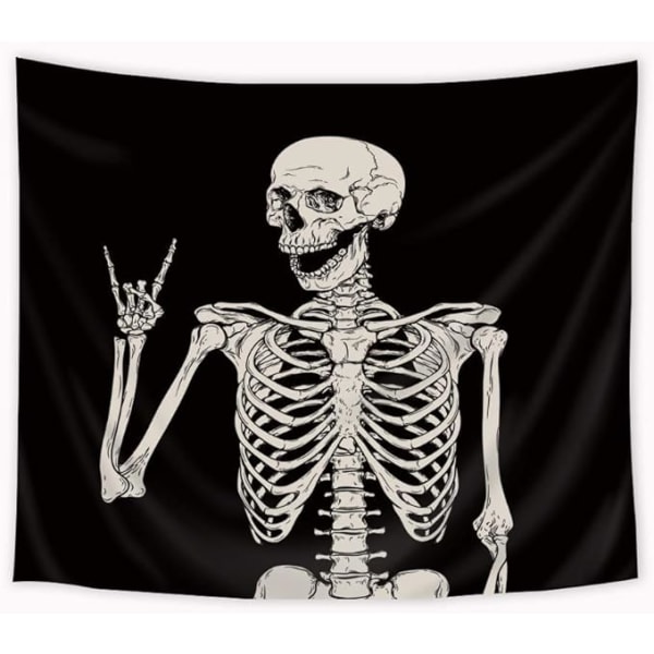 Skull Tapestry Wall Hanging Funny Skeleton Black and White Theme