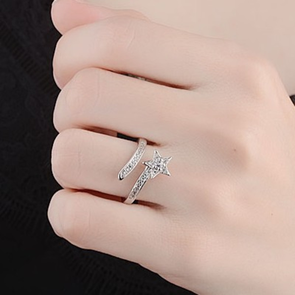Tomma ringar stjärnring finger smycken wrap ring justerbara ringar