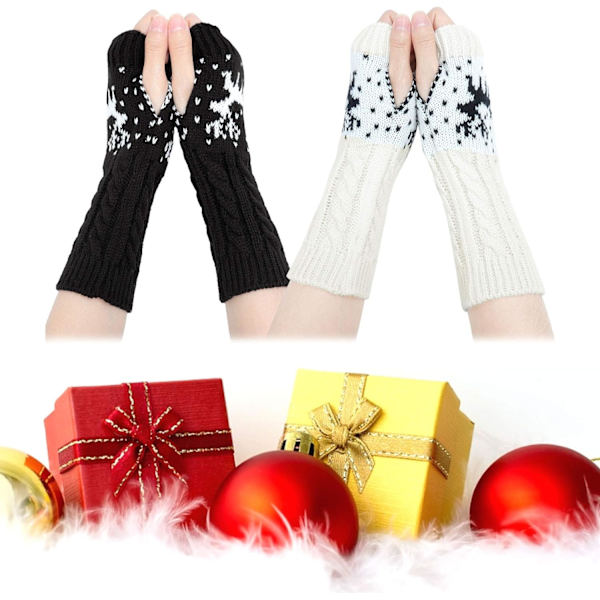 Vinter Fingerless Handsker - Arm Varmer Handsker til Kvinder Strik Croc