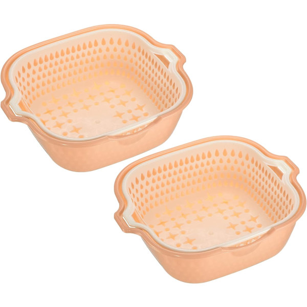2 pakkausta keittiön siivilä, muoviset kaksoiskerroksiset siivilät Vegetabl