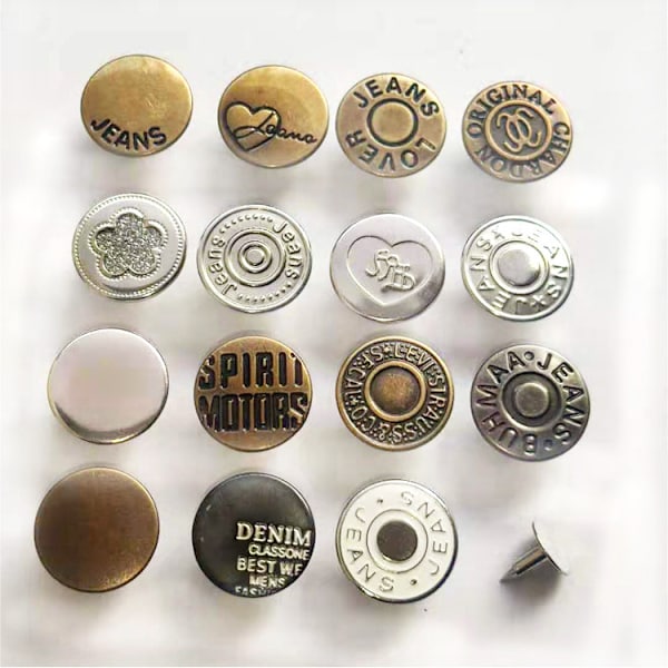 18 st mässings 1,7 MM skakande huvud I-formade spänne denimrock