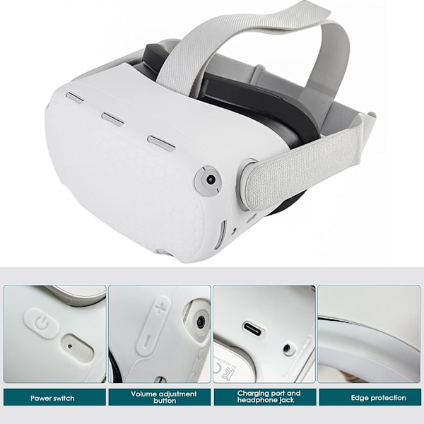 6PCS För Oculus Quest 2 Controller Silikonfodral White