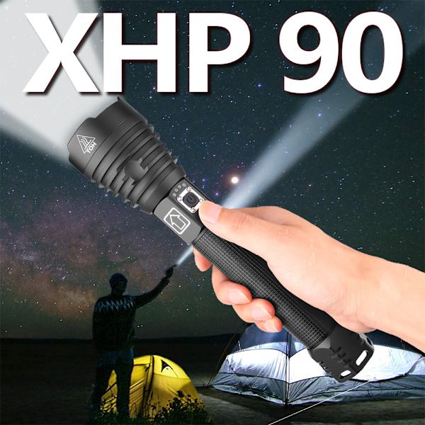 XHP90 stark ficklampa aluminiumlegering USB direkt laddning