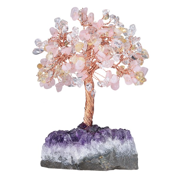 Luonnollinen ametisti kristallikivi rahapuu ametisti kvartsi kristalliryhmän pohjalla Bonsai puu Feng Shui työpöydän koriste vaurauteen ja onneen 4.5\"-6\"