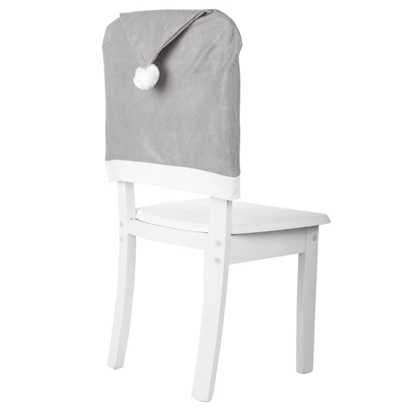 4 stk grå stolovertrekk i non-woven materiale, julekrakk-trekk