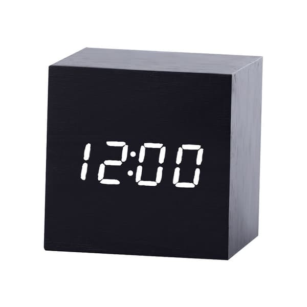 1 Träväckarklocka - Mini LED Digitalklocka med Temperatur T
