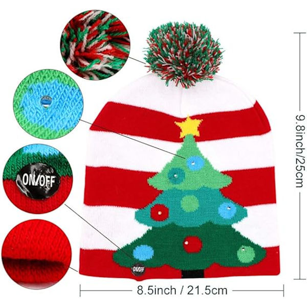 LED-upplysta julhattar Xmas Santa Ugly Hat Beanies 10 Färg