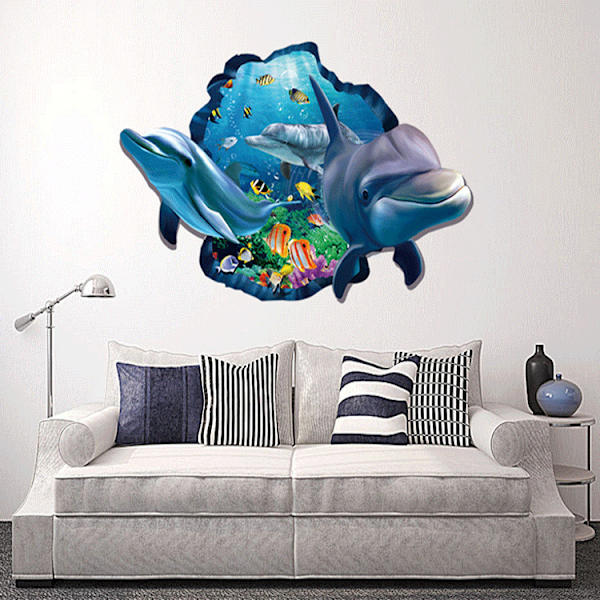 3D veggklistremer med delfiner til soverommet (60*90cm)