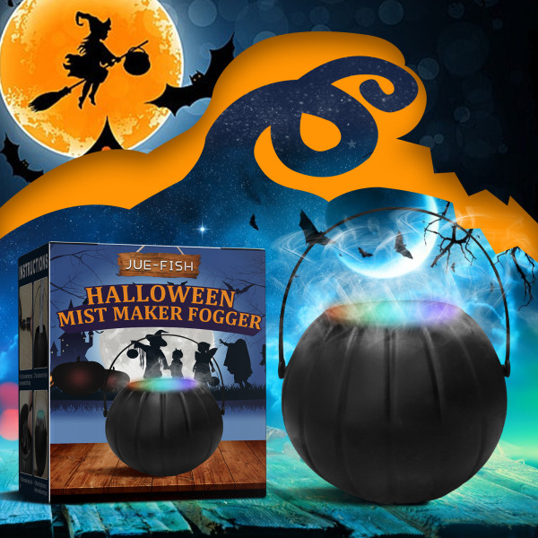 Halloween Heks Krukke Atomisering Lampe 7 Farger Flamme Misfarging