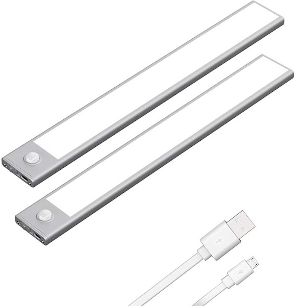 2 LED-rörelsesensorlampor för skåp (vitt ljus) 20cm