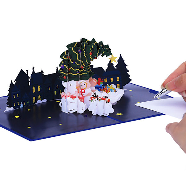 5 kpl väripainatusta kolmiulotteista joulukorttia 3d
