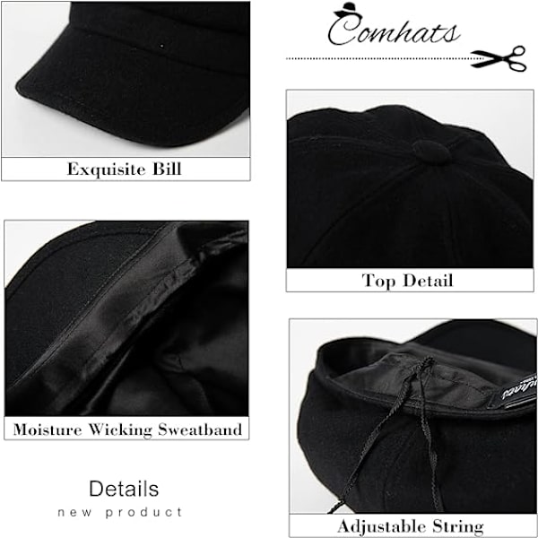 Nyhetsgutt caps beret visir i merinoull for kvinner Taxi caps, ull