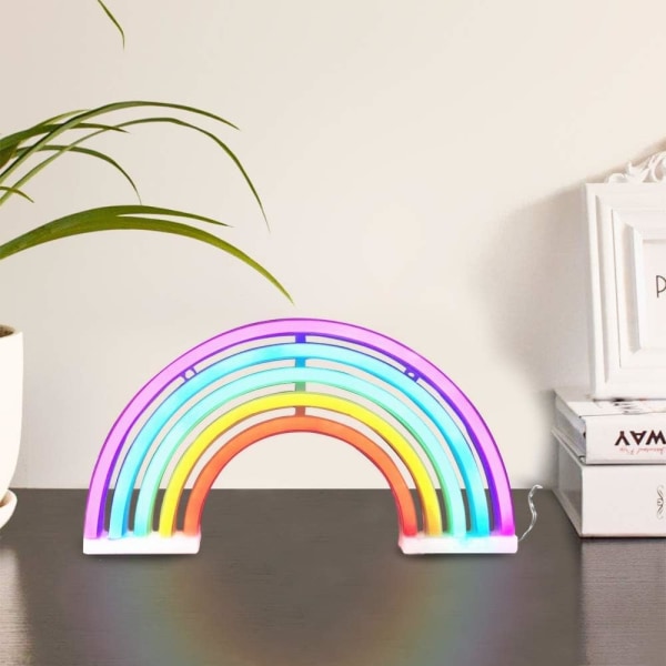Regnbue Neon Lys Skilt, Regnbue Veggdekor for Jenter, Barn, Ba