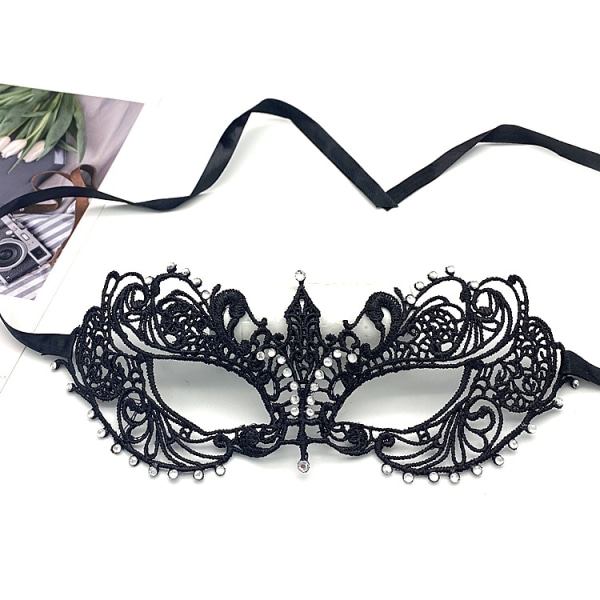 Halloween Party Lace Mask Halv ansikte och sexig festmask (svart)