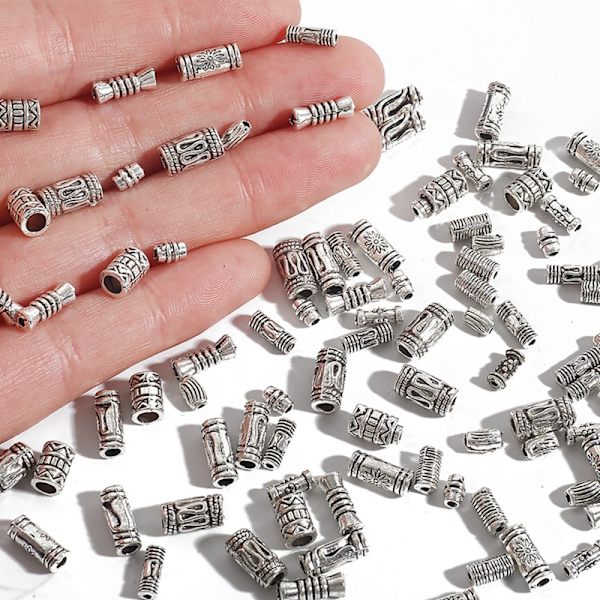 400 st tibetanska silverpärlor blandade legering rörpärlor för DIY-smycken