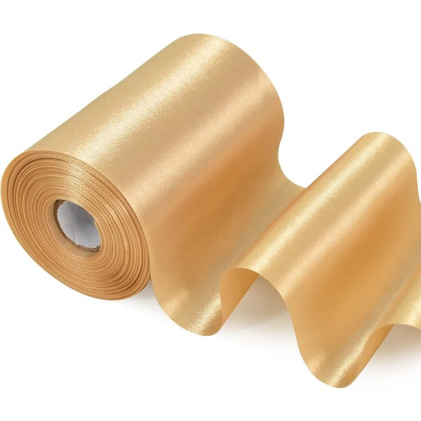 10cm x 25m Gold Ribbon, Strong Fabric Ribbon Decoration