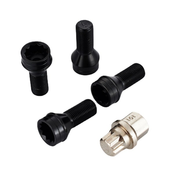 4 kpl M14*1.5 MM musta teräs pyörän pultti ja lukkomutterisarja
