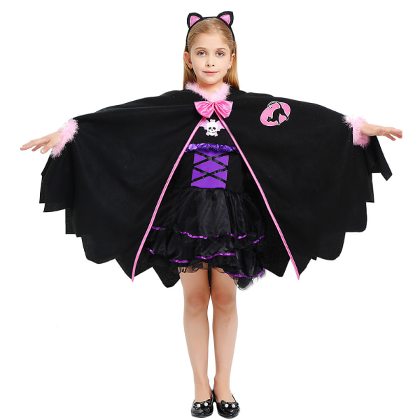 Girls Cat Cloak Halloween Cloak Costume Masquerade Ball Kids Cos