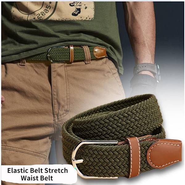 Motebelte i stretch-lerret for menn og kvinner, 20 farger khaki&light blue