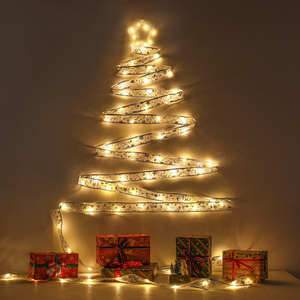 Julepynt, Stjernelys Julepynt Båndlys LED Lanterne Juletre Henger (med Fjernkontroll 4M 40 Lys)