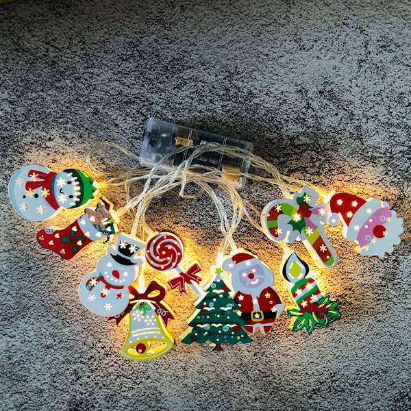 LED Jultomte Snögubbe Ljusslinga Krycka Julgran Stri