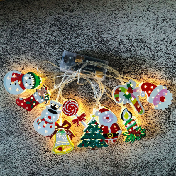 LED Santa Claus Snowman String Lights Krycka Julgran Stri