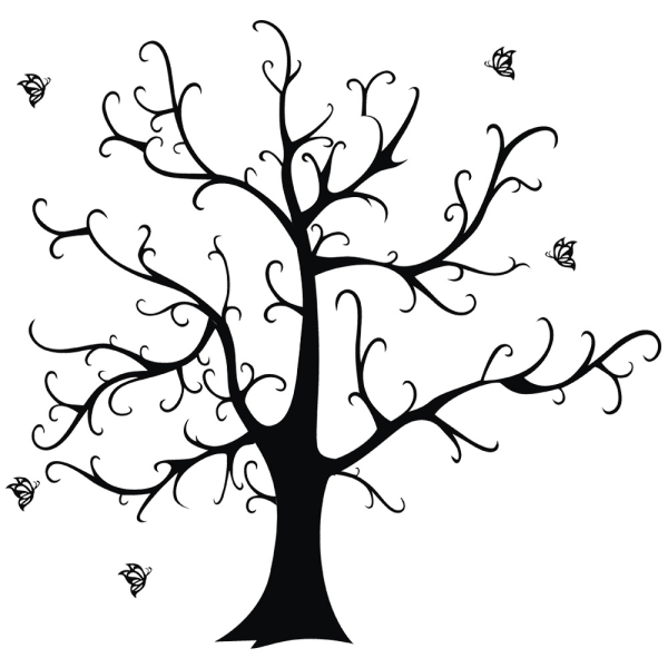 Stort svart träd Väggdekal Vardagsrum Sovrum Barnrum
