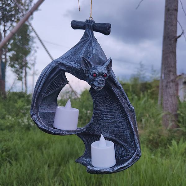 Fladdermus Vägg Tealight Hållare Halloween Ljusstake Fladdermus Staty Trädgård