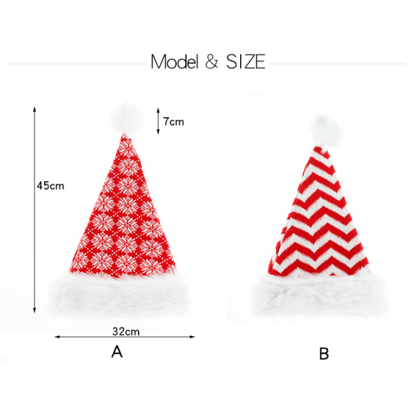 3 stk plysj julehatt nissehue høytidsdekorasjon ny strikke