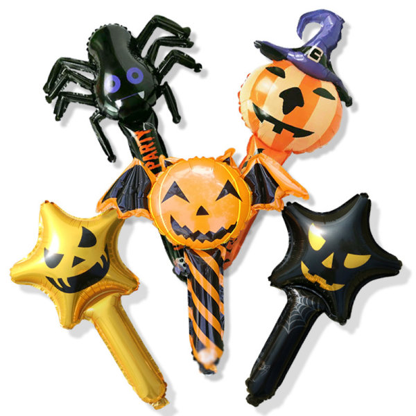 15-pakkaus Halloween-folioilmapallotikku Lepakko Kurpitsa Hämähäkki Musta Kissa