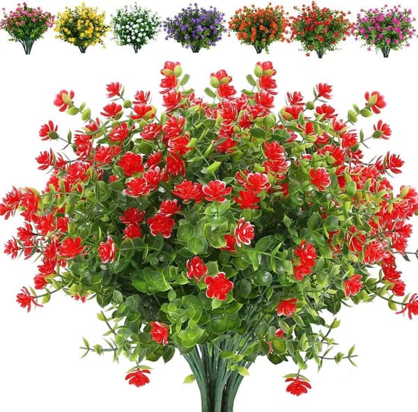 12 st Kvistar Simulerade Utomhusväxter Konstgjorda Blommor - Röda