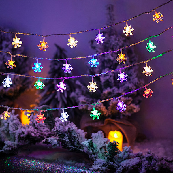 Jouluvalot, 20ft paristokäyttöiset lumihiutalevalot,